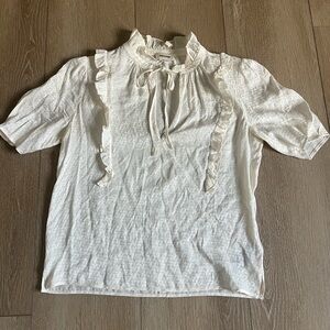 Zadig & Voltaire Cream Tie-Neck Silk Blouse size S